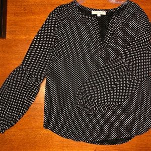 LOFT black and white polka dot blouse